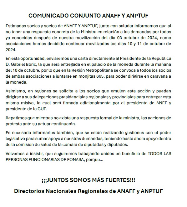 comunicado anaff anptuf octubre 2024